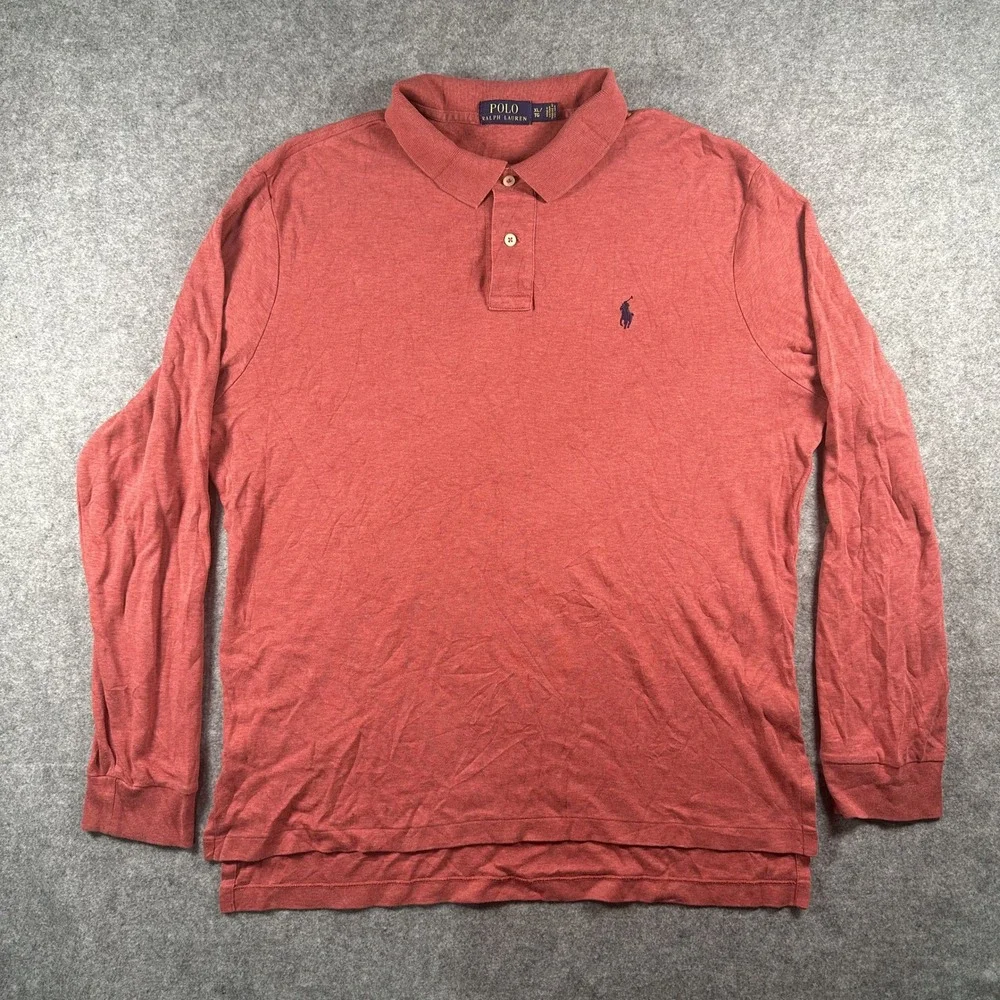 Polo Ralph Lauren Long Sleeve Polo XL Red Heathered Cotton Classic Fit